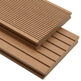 Pavimento per Esterni in WPC Pieno Accessori 10 m 2,2 m Teak