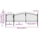 Cancello da Giardino Woerden in acciaio 1,25x4 m Nero