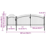 Cancello da Giardino Woerden in acciaio 1,75x4 m Nero