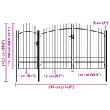 Cancello da Giardino Woerden in acciaio 1,95x4 m Nero