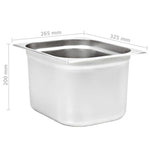 Contenitori Gastronorm 2 pz GN 1/2 200 mm in Acciaio Inox