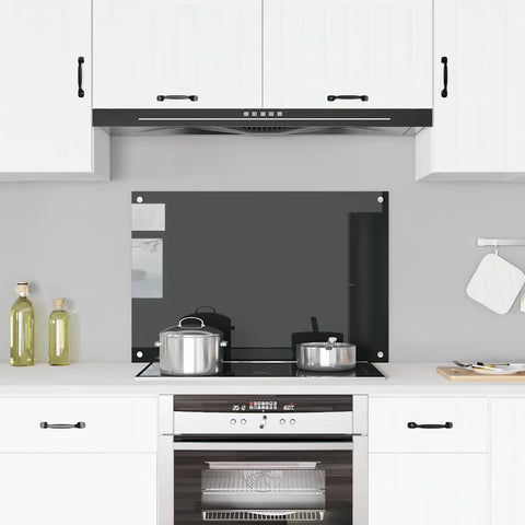 Paraschizzi per Cucina Nero 90x60 cm in Vetro Temperato