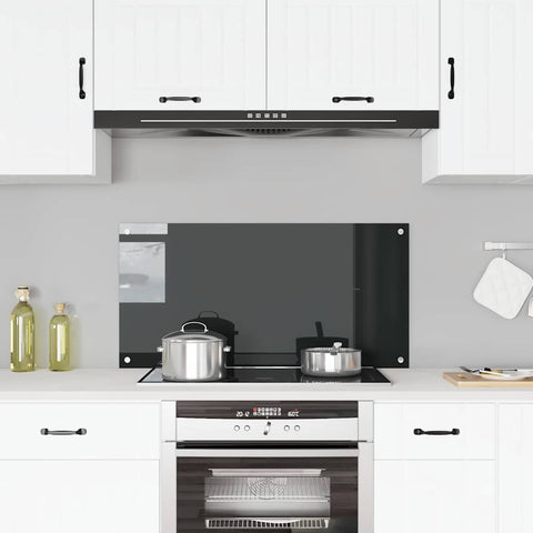 Paraschizzi per Cucina Nero 100x50 cm in Vetro Temperato