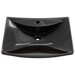 Lavabo Nero Ceramica Lusso Rettangolare Foro Trabocco Foro Rubinetto