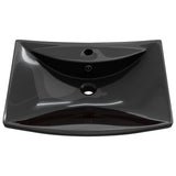Lavabo Nero Ceramica Lusso Rettangolare Foro Trabocco Foro Rubinetto