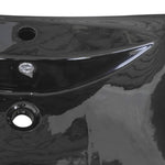 Lavabo Nero Ceramica Lusso Rettangolare Foro Trabocco Foro Rubinetto