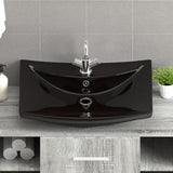 Lavabo Nero Ceramica Lusso Rettangolare Foro Trabocco Foro Rubinetto