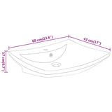 Lavabo Nero Ceramica Lusso Rettangolare Foro Trabocco Foro Rubinetto