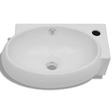 Lavello Ceramica con Foro Rubinetto e Troppo Pieno Bianco