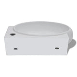 Lavello Ceramica con Foro Rubinetto e Troppo Pieno Bianco