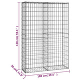 Cesto Gabbione con Coperchio in Filo Zincato 150 x 100 x 30 cm