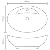 Lavabo Ceramica Lusso Ovale Foro di Scarico e Foro Rubinetto