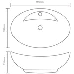 Lavabo Ceramica Lusso Ovale Foro di Scarico e Foro Rubinetto