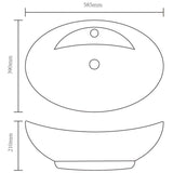 Lavabo Ceramica Lusso Ovale Foro di Scarico e Foro Rubinetto