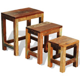 Tavolini Impilabili Set 3 pz in Legno Vintage di Recupero