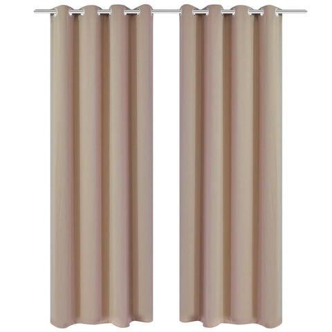 Tende Oscuranti Blackout Crema con Anelli di Metallo 135 x 245 cm 2 pz