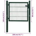 Cancello da Giardino 2D (Singolo) Verde 106 x 130 cm