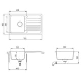 Lavandino cucina granito singolo con scolapiatti reversibile grigio