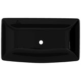 Lavandino da bagno in ceramica nera rettangolare