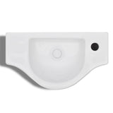 Lavandino Bagno in Ceramica con Foro per Rubinetto Bianco