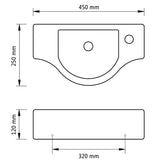 Lavandino Bagno in Ceramica con Foro per Rubinetto Bianco