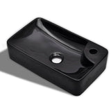 Lavandino Bagno in Ceramica Nera con Foro per Rubinetto