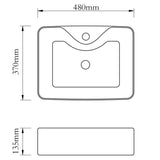 Lavandino Bagno in Ceramica Nera Quadrato con Foro per Rubinetto