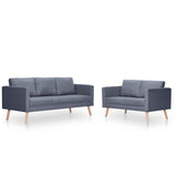 Set Divani a 2 e a 3 Posti in Tessuto Grigio Scuro