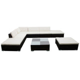 Set Divani da Giardino 8 pz con Cuscini in Polyrattan Marrone