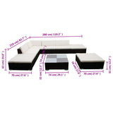 Set Divani da Giardino 8 pz con Cuscini in Polyrattan Marrone