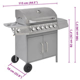 Griglia Barbecue a Gas 6+1 Fornelli Argento