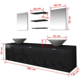 Set Mobili da Bagno con Lavabo 8 pz Nero