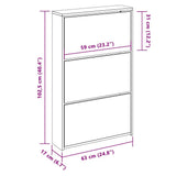 Scarpiera con 3 Ripiani e Specchio Bianco 63x17x102,5 cm