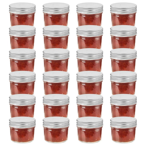 Vasi per Marmellata in Vetro Coperchio Argento 24 pz 110 ml