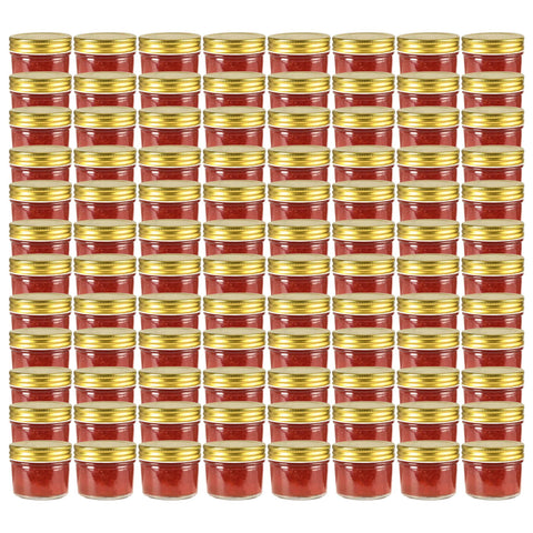 Vasi per Marmellata in Vetro Coperchio Oro 96 pz 110 ml