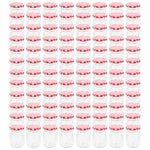 Vasi Marmellata in Vetro Coperchio Bianco e Rosso 96 pz 230 ml