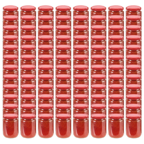 Vasi per Marmellata in Vetro Coperchio Rosso 96 pz 230 ml