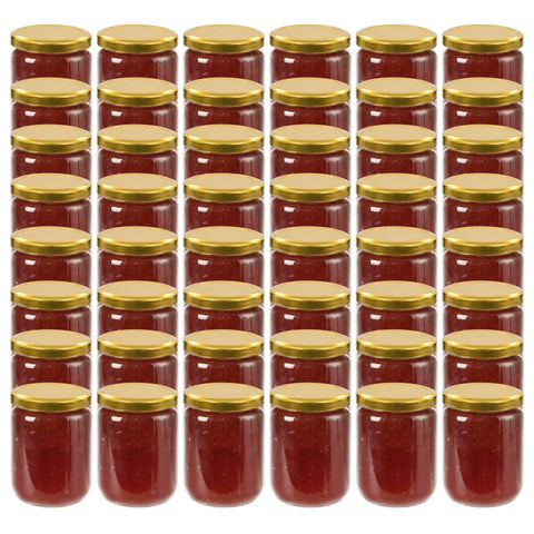 Vasi per Marmellata in Vetro Coperchio Oro 48 pz 230 ml