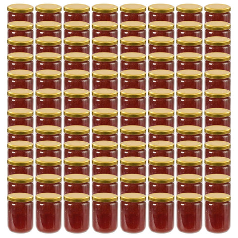 Vasi per Marmellata in Vetro Coperchio Oro 96 pz 230 ml