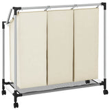 Portabiancheria con 3 Sacchi Crema in Acciaio