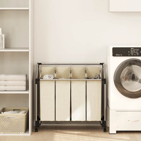 Portabiancheria con 4 Sacchi Crema in Acciaio