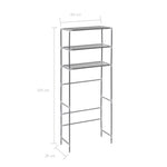 Scaffale per Lavatrice con 3 Ripiani Argento 69x28x169 cm