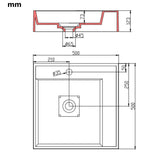 Lavandino 50x50x12,3 cm Blocco in Marmo/Minerale Bianco