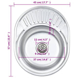 Lavello da Cucina con Filtro e Sifone Ovale in Acciaio Inox