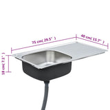 Lavello da Cucina con Filtro e Sifone in Acciaio Inox