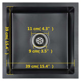 Lavello da Cucina Lavorato a Mano Nero in Acciaio Inox