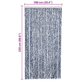 Zanzariera Blu Bianco e Argento 100x220 cm Ciniglia