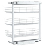 Cestino da Cucina in Rete a 3 Livelli Argento 47x25x56 cm