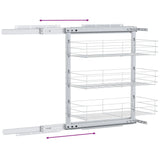Cestino da Cucina in Rete a 3 Livelli Argento 47x25x56 cm