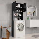 Mobile per Lavatrice Nero 64x25,5x190 cm in truciolato